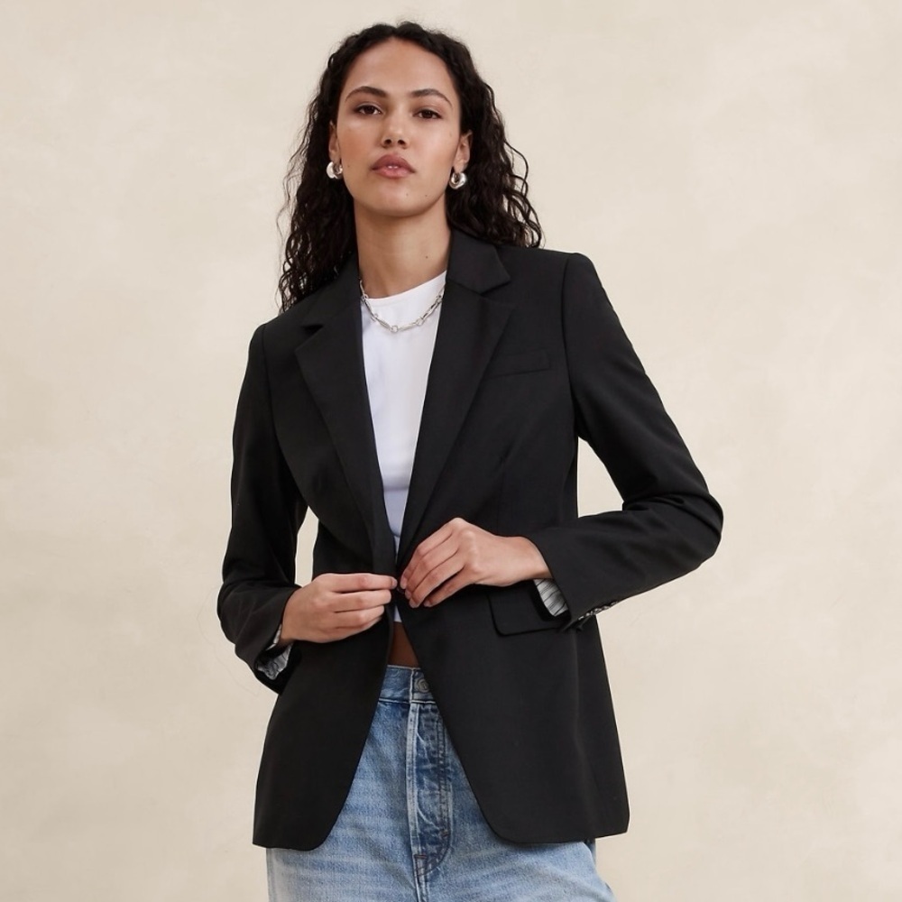 NWT! Banana Republic Black Siena Italian Wool Blazer - Multiple Sizes 🩷 #444943 - Picture 6 of 16